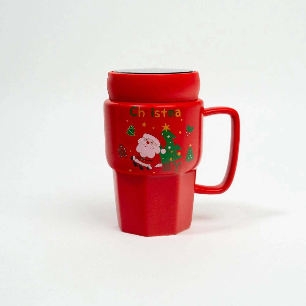 Cană Anul Nou ceramică cu capac 450 ml
