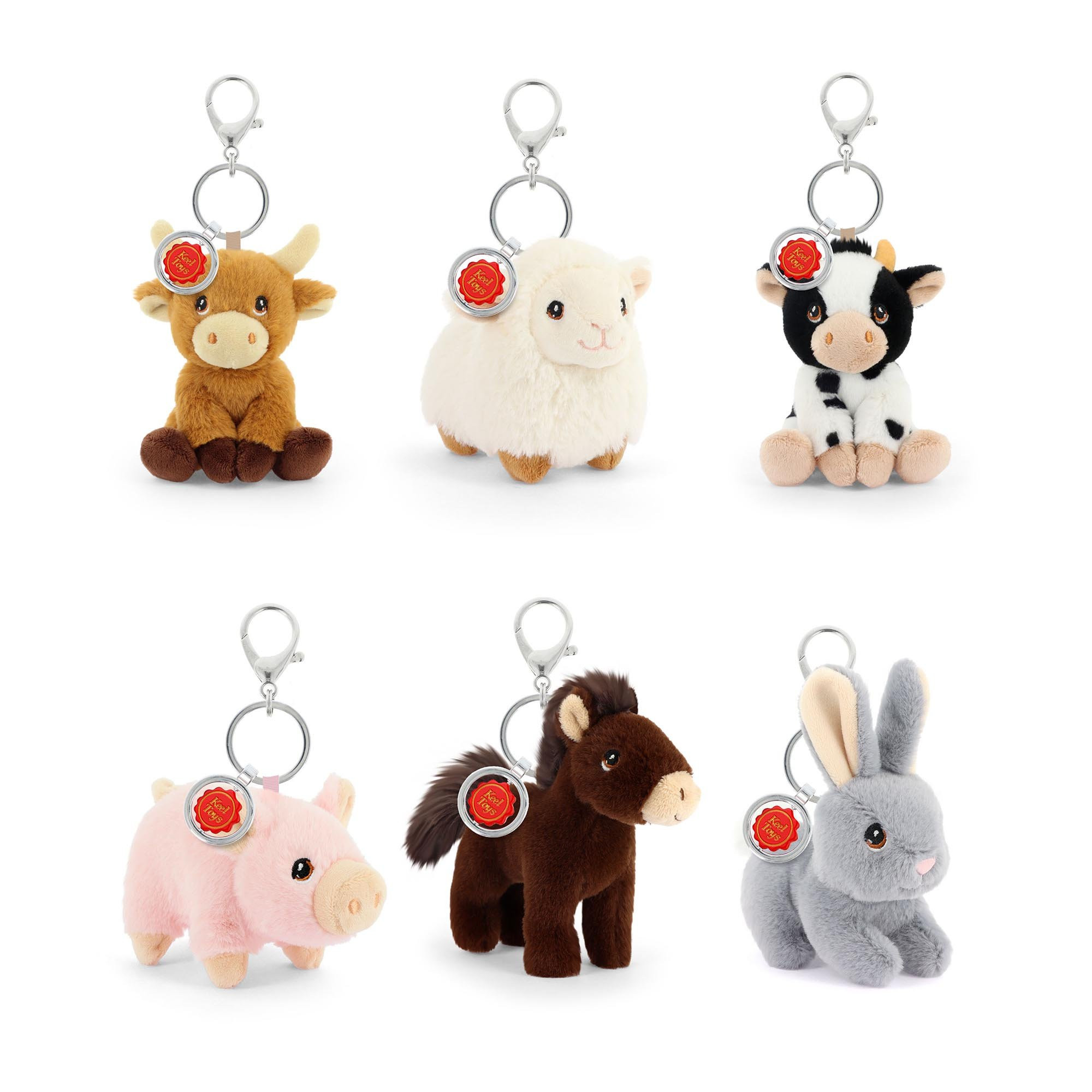 Jucărie de pluș breloc Keel Toys Keeleco Bag Charm Farm (12 cm, 6 modele asortate)