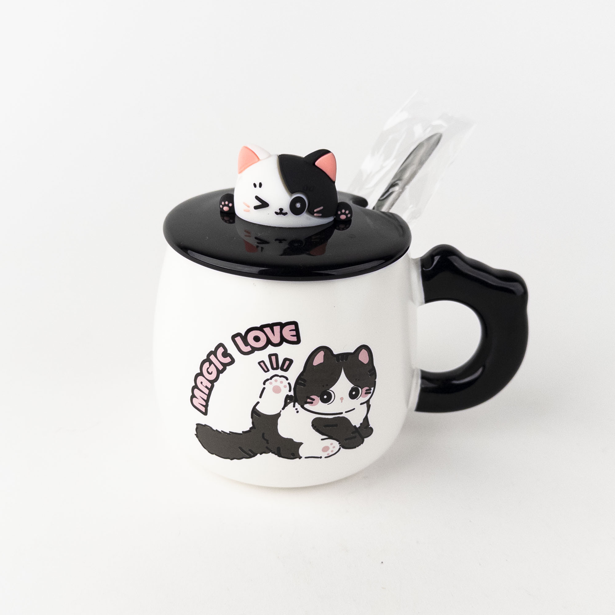 Cana ceramica MAGIC LOVE cu capac si lingurita