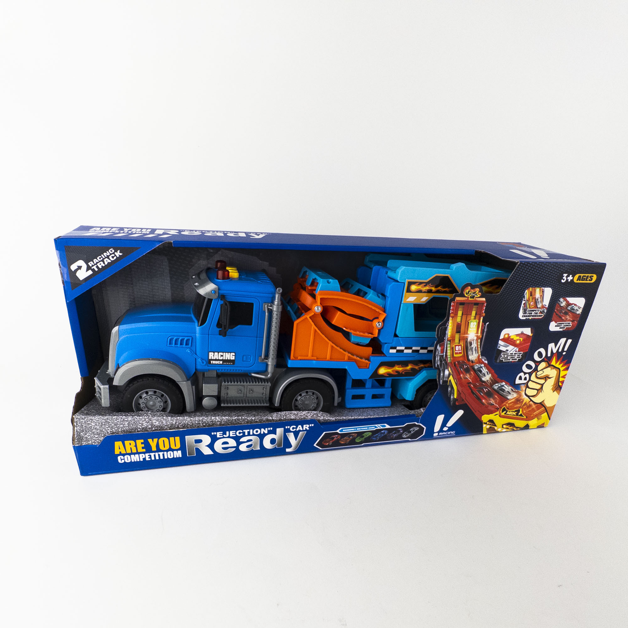 Transportor auto cu pistă și două mașinuțe 42×9,5 cm
