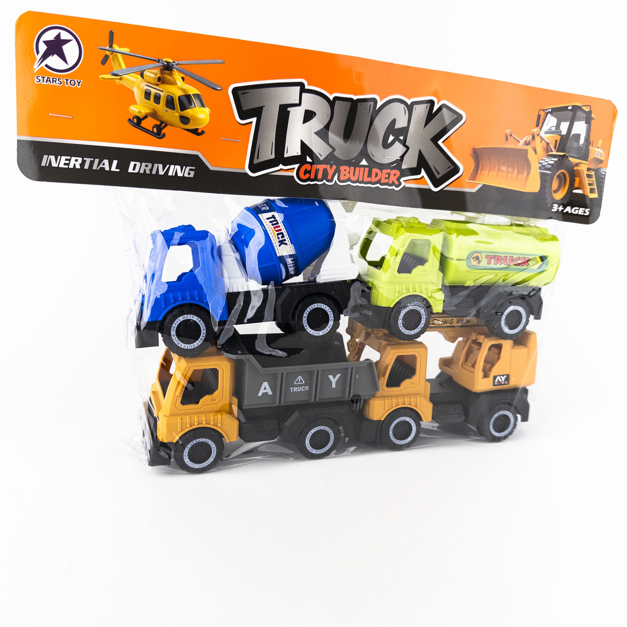 Set mașinuțe TRUCK CITY BUILDER, 4 bucăți, plastic 15×7 cm